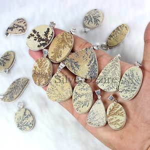 Psilomelane Pendant Mix Shape Bezel Pendant Sterling Silver Pendant Natural Psilomelane Dendrite Pendant Psilomelane Gemstone Pendant