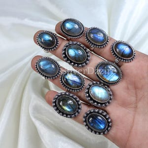 Labradorite Gemstone Ring Sterling Silver Ring Blue Labradorite Ring Handmade Ring Collet Ring Finger Ring Wholesale Labradorite Jewelry