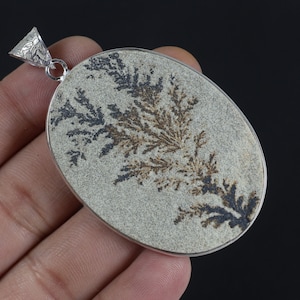 Psilomelane Pendant Silver Plated Pendant Large Oval Psilomelane dendritic Pendant Scenic Psilomelane Gemstone Pendant Psilomelane Jewelry