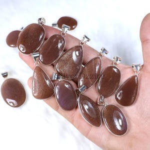 Sunstone Pendant Sterling Silver Pendant Mix Shape Sunstone Gemstone Pendant Shine Sunstone Jewelry Bezel Pendant Handmade Pendant Jewelry