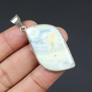 Blue Scheelite Gemstone Pendant, Sterling Silver Pendant, Fancy Shape Pendant, Bezel Pendant, Natural Scheelite Pendant, Women Pendant Gift
