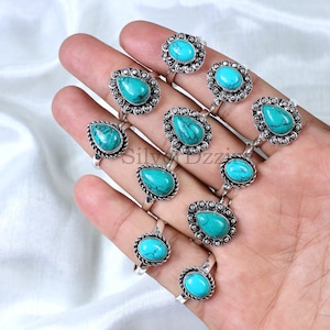 Turquoise ring sterlingzilveren ring blauw turkoois edelsteen ring Collet ring minimalistische ring handgemaakte ring turquoise sieraden cadeau voor haar