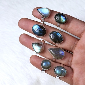Labradorite Ring Collet Ring Multi Labradorite Gemstone Ring Sterling Silver Ring Bezel Ring Labradorite Jewelry Handmade Ring 5 To 14 US