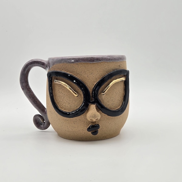 Handmade ceramic face mug