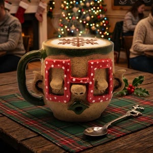 Elf Handmade Ceramic Face Mug-Christmas