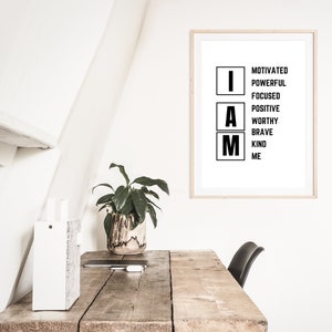 Affirmation Wall Art / Daily Reminder / Meaningful Gift / I Am / Home Decor / Motivational Words / Encouragement Gift For Women / Wall Art