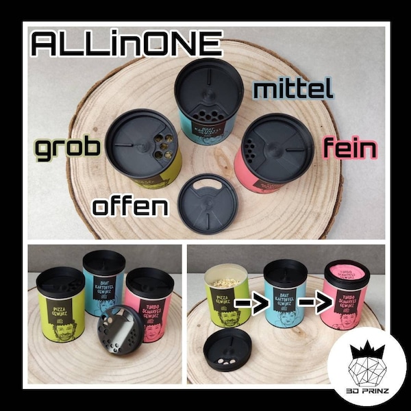 Streuaufsatz "ALLinONE" (3D Prinz) passend für Just Spices Gewürzdosen