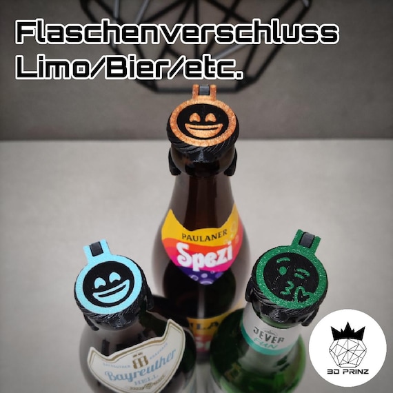 Flaschenverschluss 8 Stück (3D Prinz) Limo/Bier/etc., Insektenschutz, Glasflasche mit Kronkorken, Deckel, KO-Tropfen-Schutz