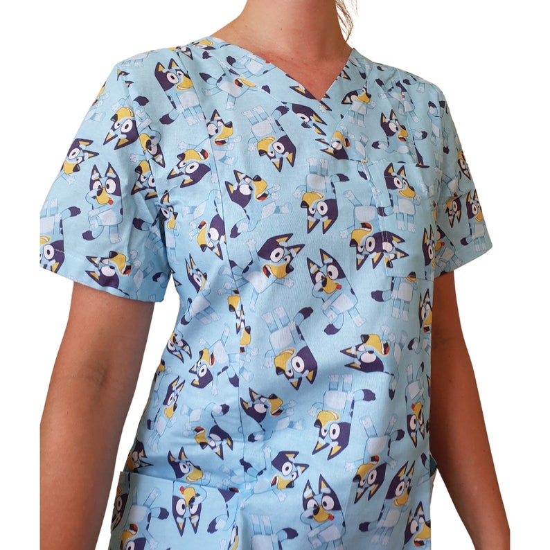BLUEY SCRUB TOP. 100 Cotton. Made for All Healthcare and Etsy Australia