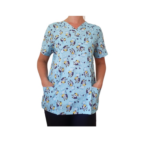 SCRUBS 100% Cotton Nurse Scrub top. Made for all Healthcare and Medical Professionals including Dentists, Nurses, and Age care. Aussie made.