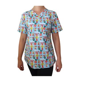 GRINCHMAS SCRUB TOP. 100% Baumwollpeeling. Hergestellt für alle Gesundheits- und Medizinfachleute, einschließlich Zahnärzte, Tierärzte, Krankenschwestern und Alterspfleger.