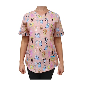 AUSTRALIEN KRANKENSCHWESTER SCRUB. Pink Blau .Gemacht für alle gesundheitliche und medizinische Berufsgruppen. Peeling-Top aus 100% Baumwolle. Frauen Scrub Top Aussie made