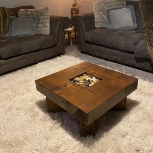 Rustic handmade solid wood sleeper coffee table