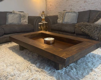 Large square rustic coffee table deals