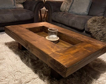 Rustic handmade solid wood sleeper coffee table Xtra Large Xtra wide version