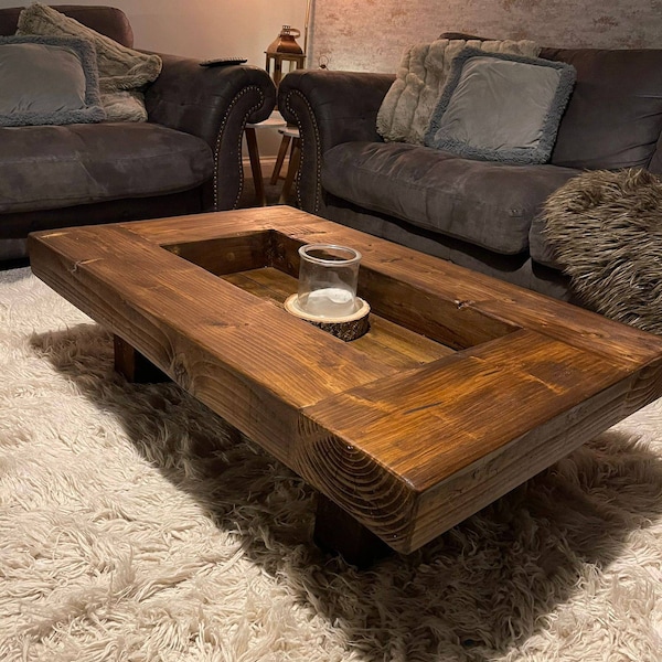 Rustic handmade solid wood sleeper coffee table Xtra Large Xtra wide version