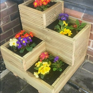 Handmade Large Corner Decking 4 tier wooden garden planter