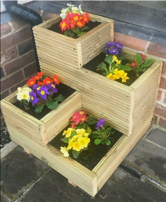 Handmade Large Corner Decking 4 Tier Wooden Garden Planter - Etsy