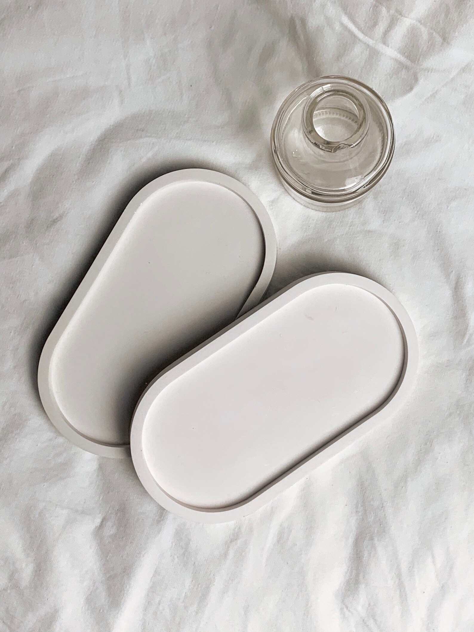 White decorative oval tray / Oval ceramic plaster tray / Etsy