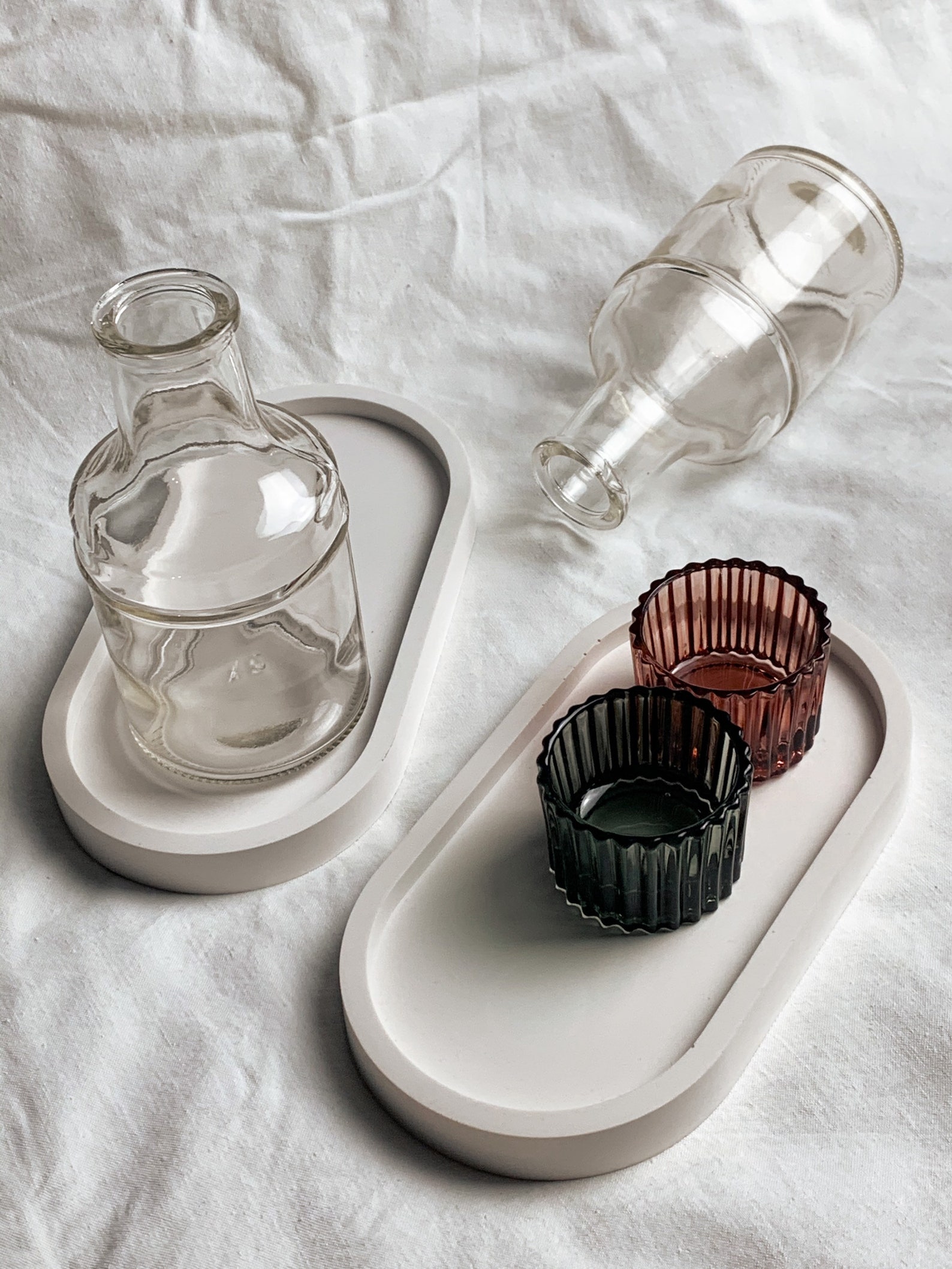 White decorative oval tray / Oval ceramic plaster tray / Etsy