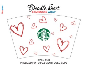 Download Clip Art Art Collectibles Hearts Svg Heart Svg Full Wrap For Starbucks Venti Size Reusable Cold Cup Digital Download Svg Png Dxf Hand Drawn Hearts Full Wrap Svg