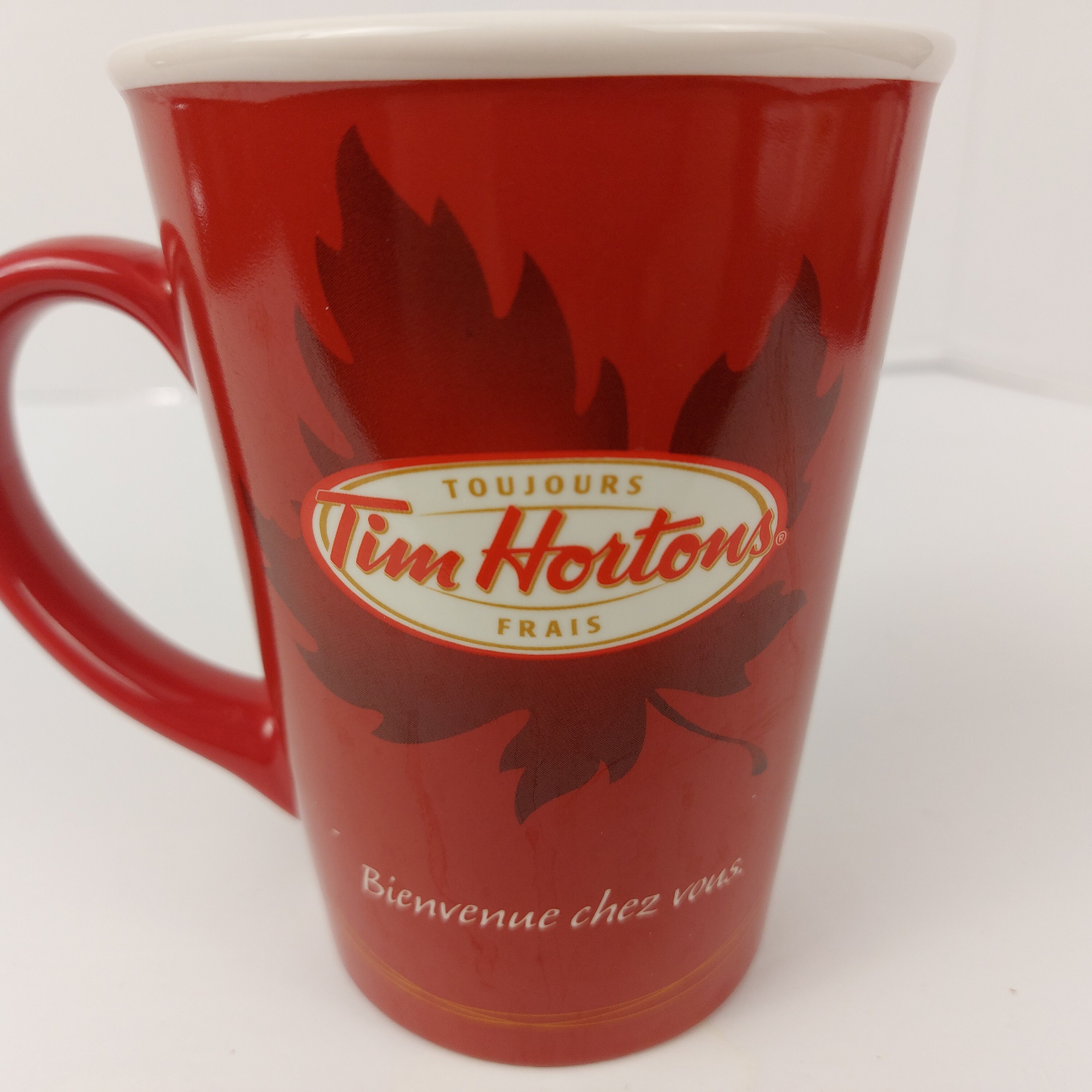 Tim Hortons Limited Edition Red Etched White Coffee Mug Tea Tim's Cup