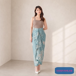 Satin Silk Batik Wrap Skirt, Elegant Indonesian Sarong Maxi Bottom