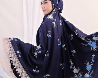 Sabria Erwachsenen Mukena, Premium Baumwolle mit Luxuriöser Bestickter Spitze, Gebetskleid Frauen, Gebetskleid für Muslime, Muslimisches Gebets Outfit