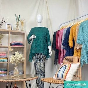 Large Rinjani Brukat Kebaya Set: Charming Appearance with Beautiful Brukat Details, Kebaya Dress, Kebaya Modern, Kebaya Set, Kebaya Encim