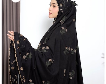 Jumbo Adult Mukena, Latest Design with Luxurious Tulipa Flower Embroidery, Prayer dress women, Prayer Dress for muslim, Muslim prayer outfit