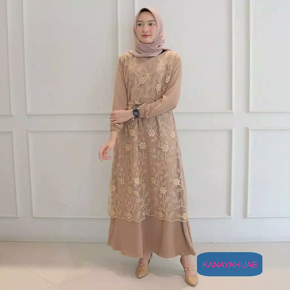 Long dress brukat hijab best sale