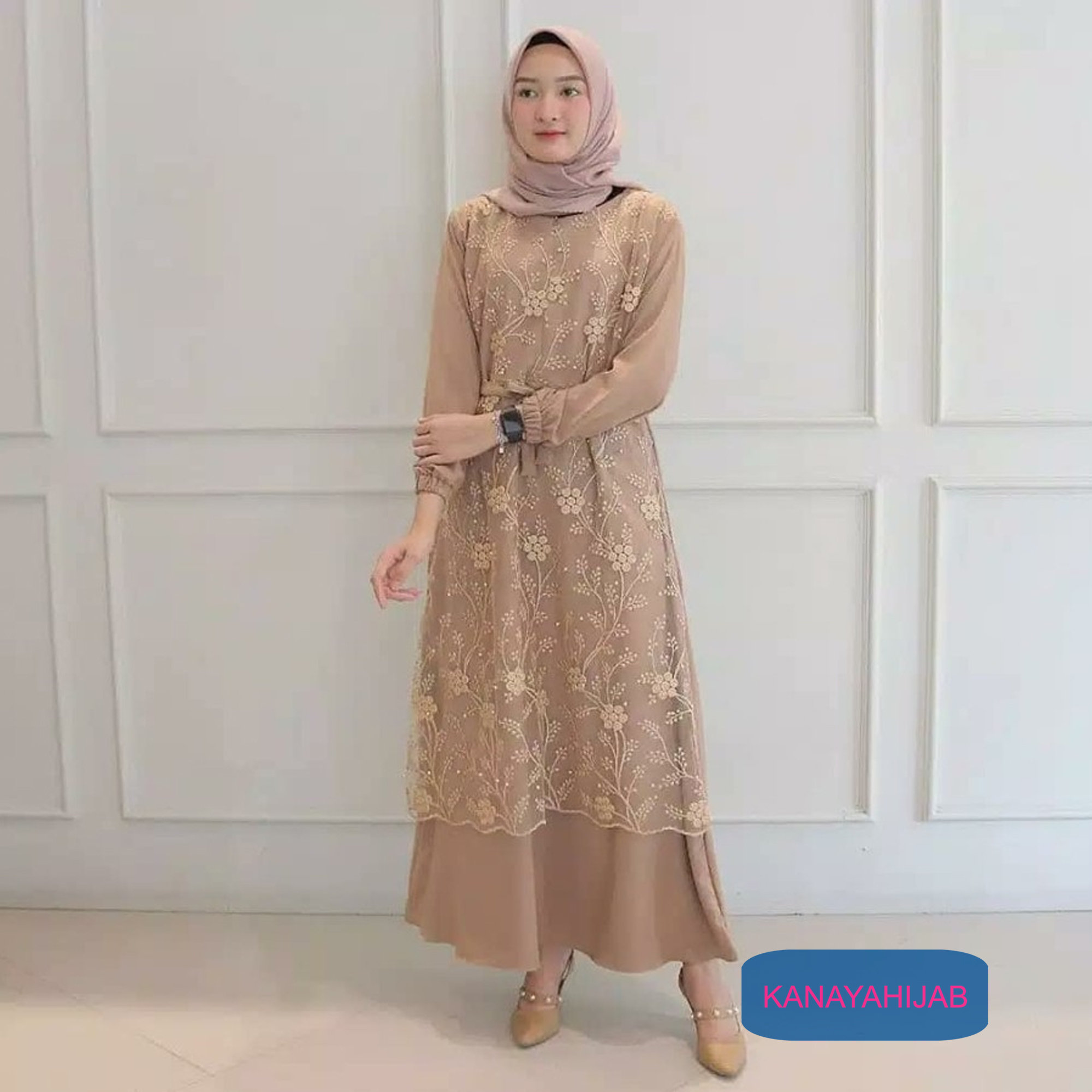 chinese dress ladies Muslim Malaysia Indonesia Hollow Lace Dress – Abuadnan Online Store main image 0