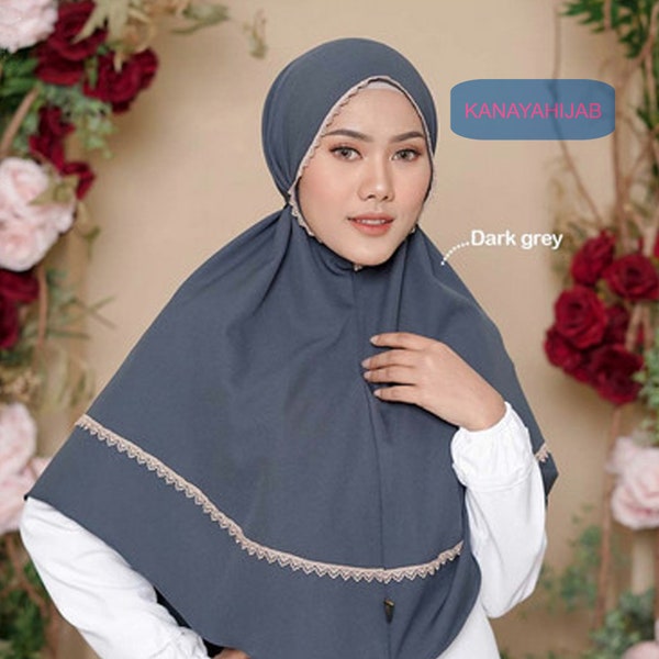 Look elegant in an instant: Instant Bergo Queen Lace Koyu Hijab, Hijab, Scarf, Shawl, Headscarf, Headwrap, Hijab for Muslim, Women Hijab