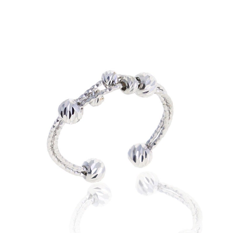 Open Adjustable Ring Sterling Silver Ring Custom Made Ring * Beaded Ring Silver Hand Made Ring Dorissa Silver Ring