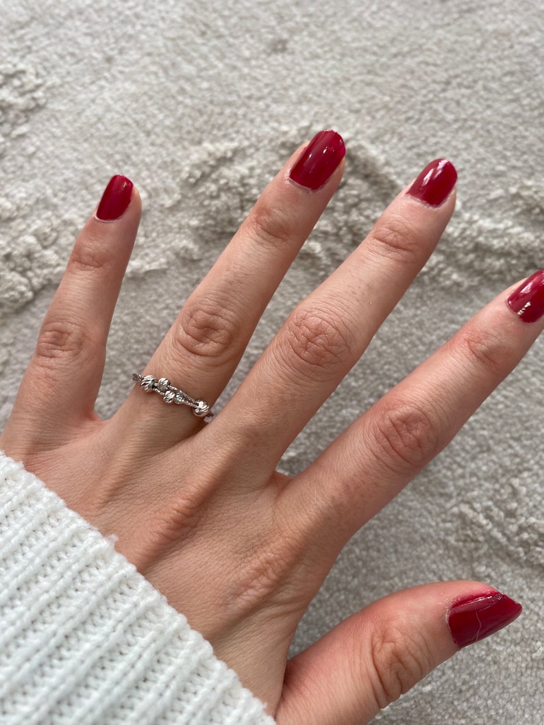 Open Adjustable Ring Sterling Silver Ring Custom Made Ring * Beaded Ring Silver Hand Made Ring Dorissa Silver Ring