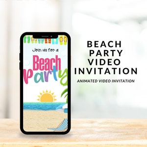Beach Party Video invitation, Animated Video Invitation, Beach Party Theme