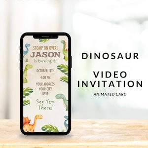 Invitation Vidéo Dinosaure, Ensemble Bébé Dinosaure, Invitation Animée Dinosaure, Invitation Rugissement