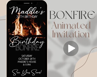 Animated Video Bonfire Birthday Party Invitation, Bonfire Birthday Celebration, Animated Invitation