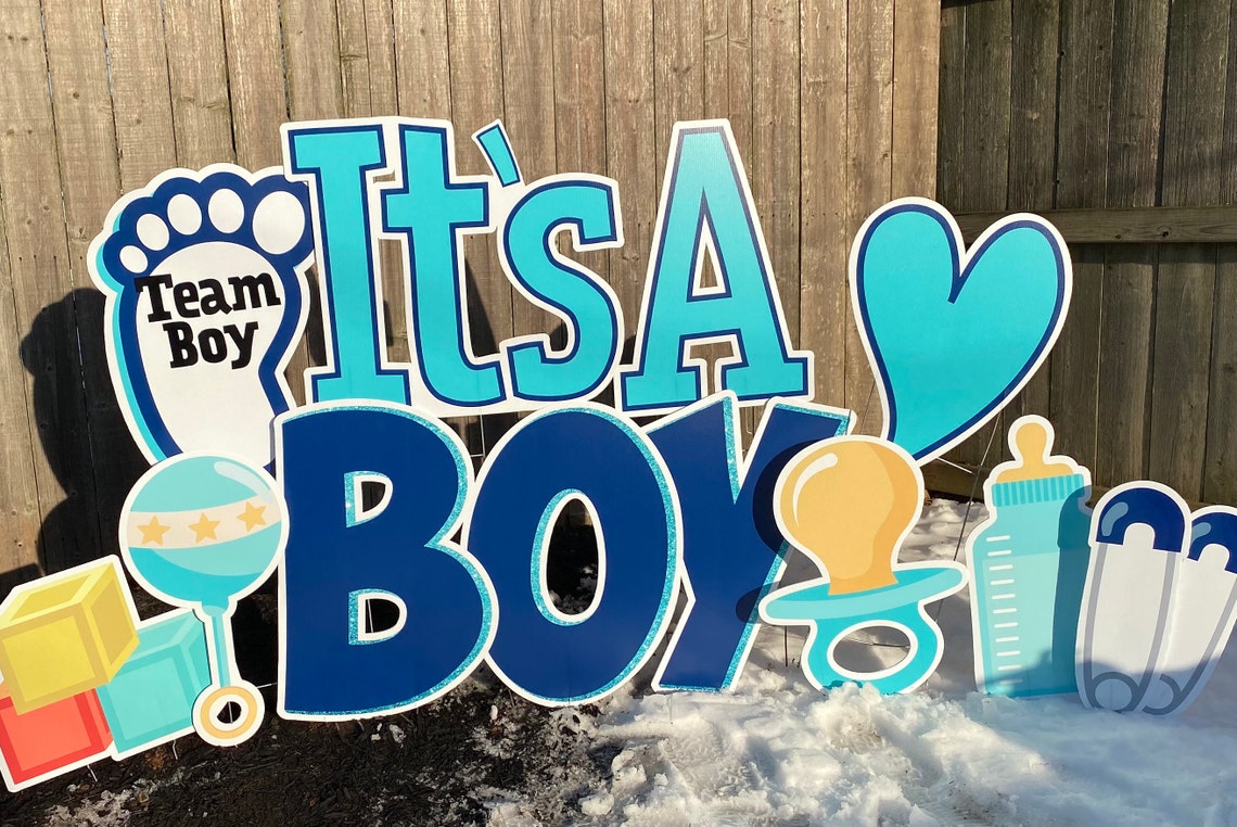 Its A Boy Baby Shower Yard Card Sign With Stakes Etsy