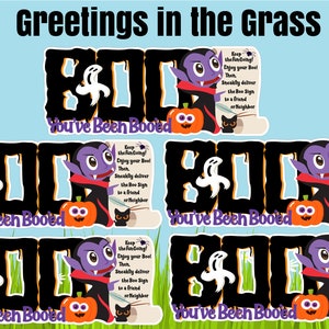 Set of 5 Personalized You&#39;ve Been Boo&#39;ed Yard Card with Stakes Lawn Sign Decorations Yard Card Rental Business Supplier