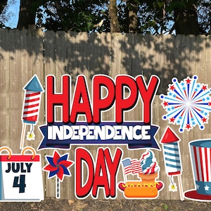 Joyeux jour de l’indépendance Juillet 4th Yard Card Signes avec des enjeux