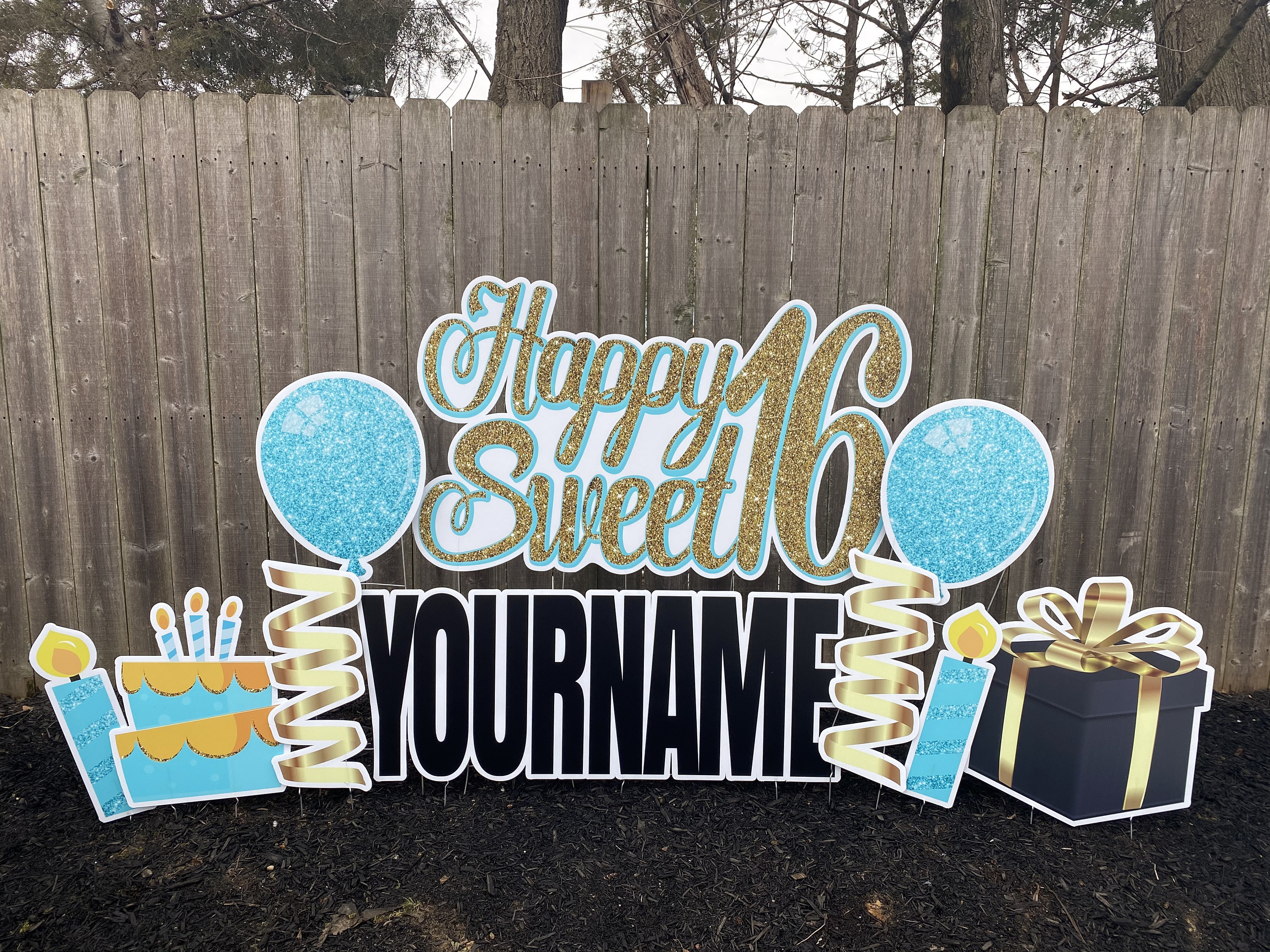 Personalized Sweet 16 Happy Birthday Yard Signs with Stakes Etsy