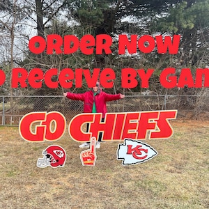 Go Chiefs Yard Sign Kansas City Chief Super Bowl Football Lawn Sign Stakes Included