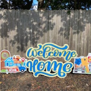 Set of 2 Personalized Realtor Set of Welcome Home Yard Cards with Stake Yard Card Rental Buisness