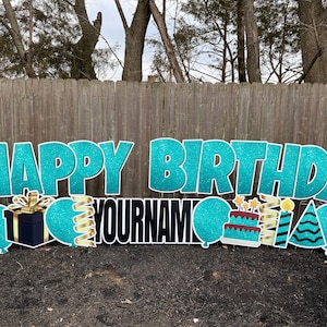 Grand anniversaire personnalisé avec âge Signes de carte de jardin avec enjeux Signes d’anniversaire: plusieurs couleurs Grands signes de joyeux anniversaire