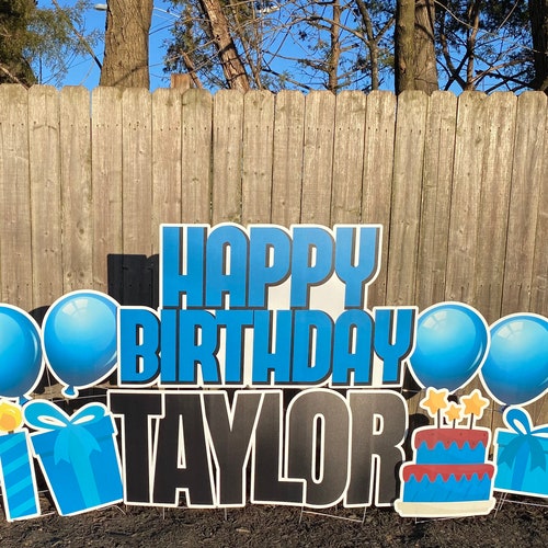 Personalized Happy Birthday Double Yard Card Signs With Etsy