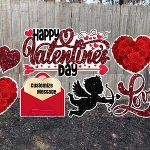 Personalized Valentine&#39;s Day Yard Card with Stakes Lawn Sign Decorations Yard Card Rental Business Supplier Customize message lawn signs