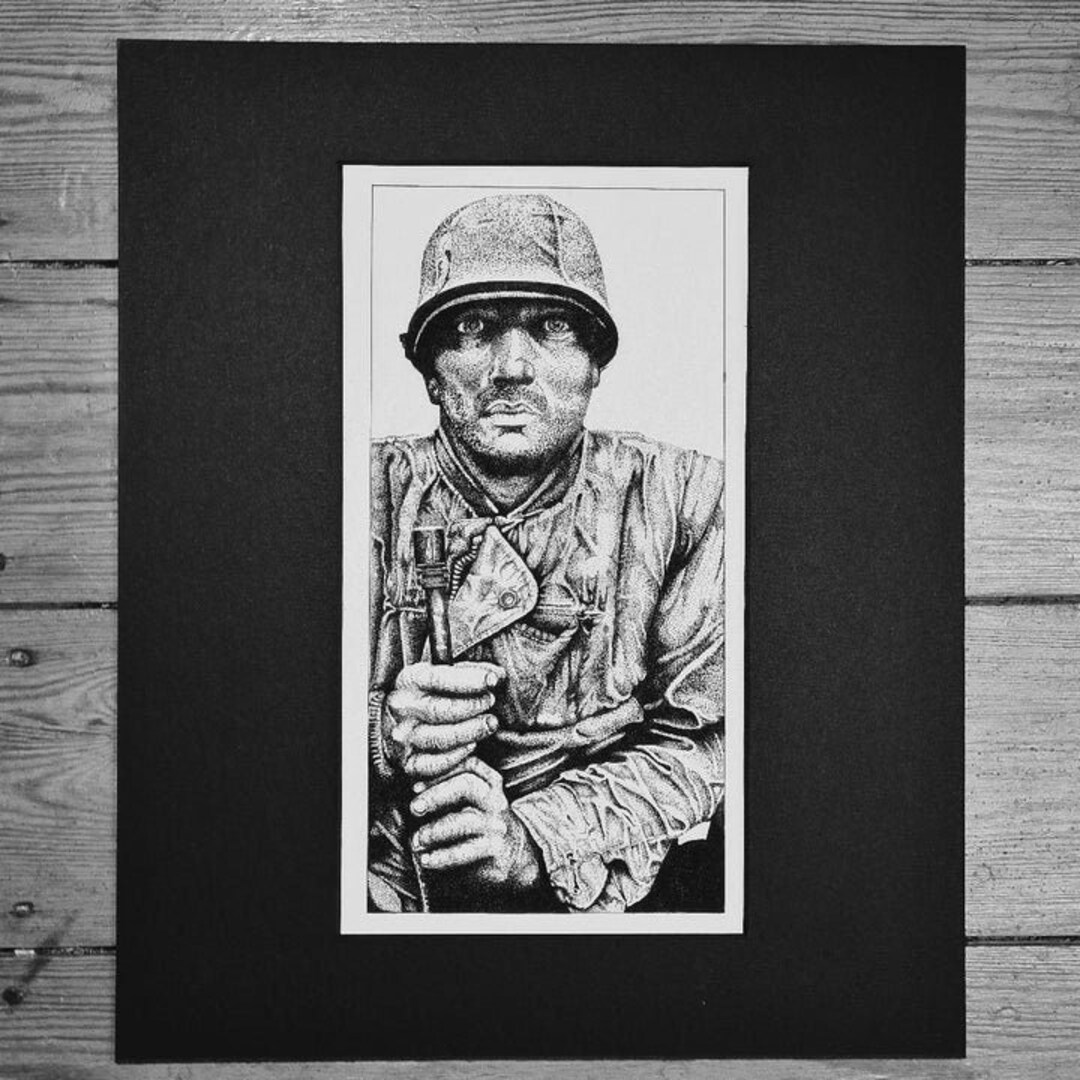 The Thousand Yard Stare Dotwork Print Etsy