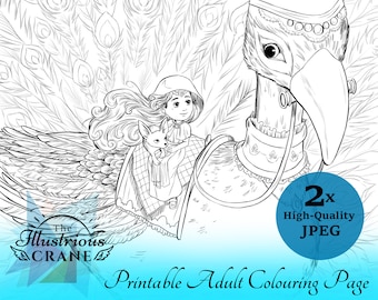 Printable Adult Coloring Page, Peacock: Premium Colouring Page, Instant Digital Download Illustration PDF