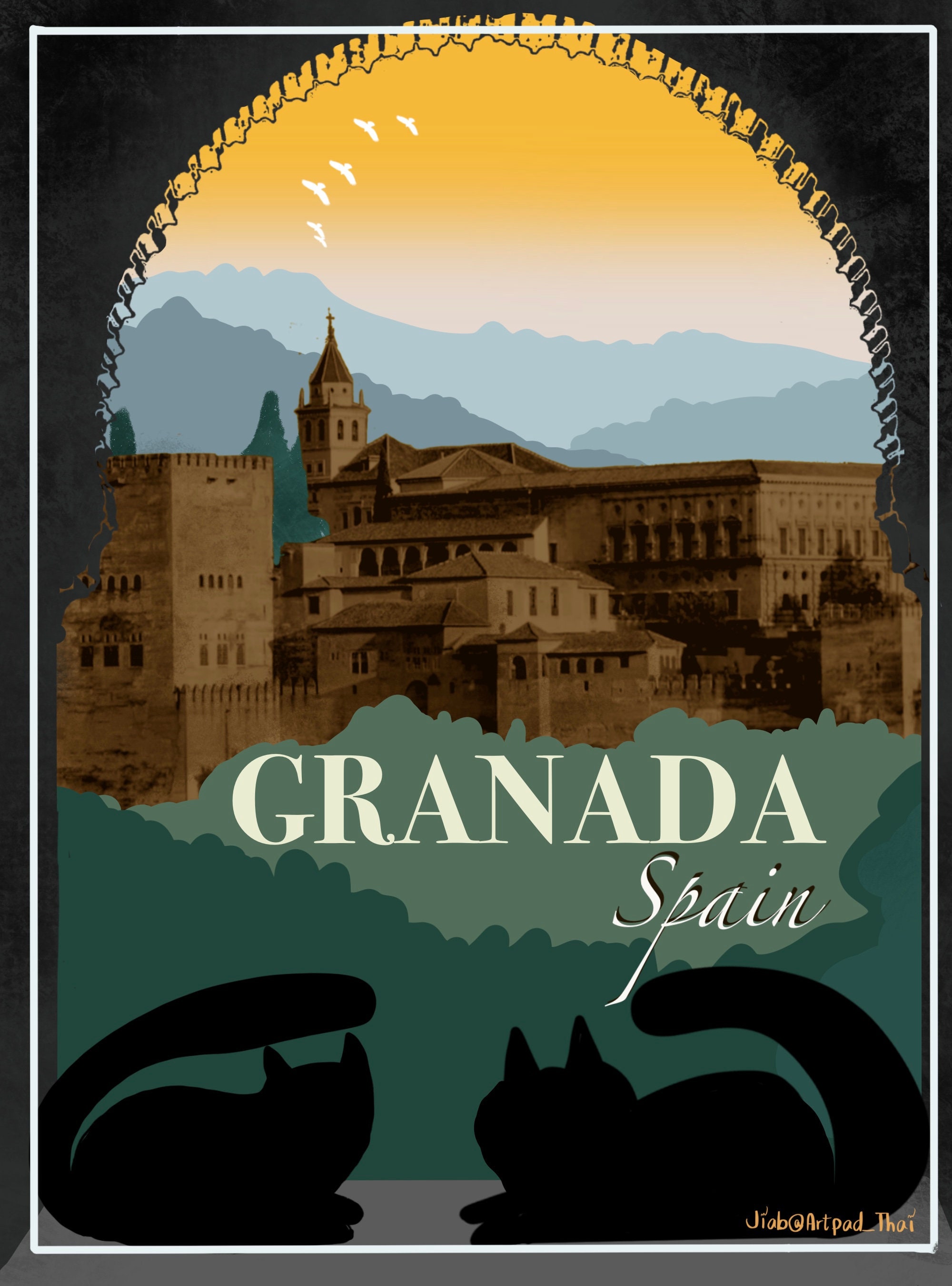 Granada PRINTABLE art Travel prints Travel Posters Temple Etsy